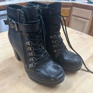 Black Leather Platform Boots